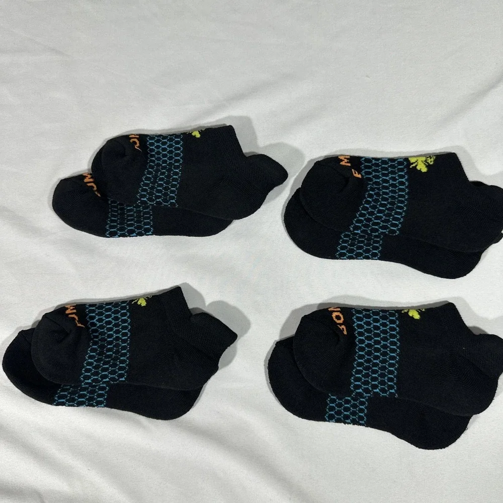 NEW Bombas [ KIDS XS 4-Pack ] Honeycomb Solids Ankle Socks  in Black‎ #T2148